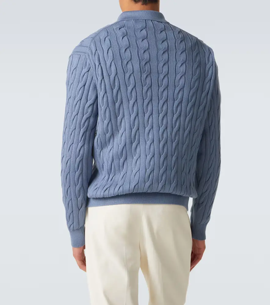 Ralph Lauren Purple Label Cable-knit cotton and silk polo sweater | Thumbnail 6