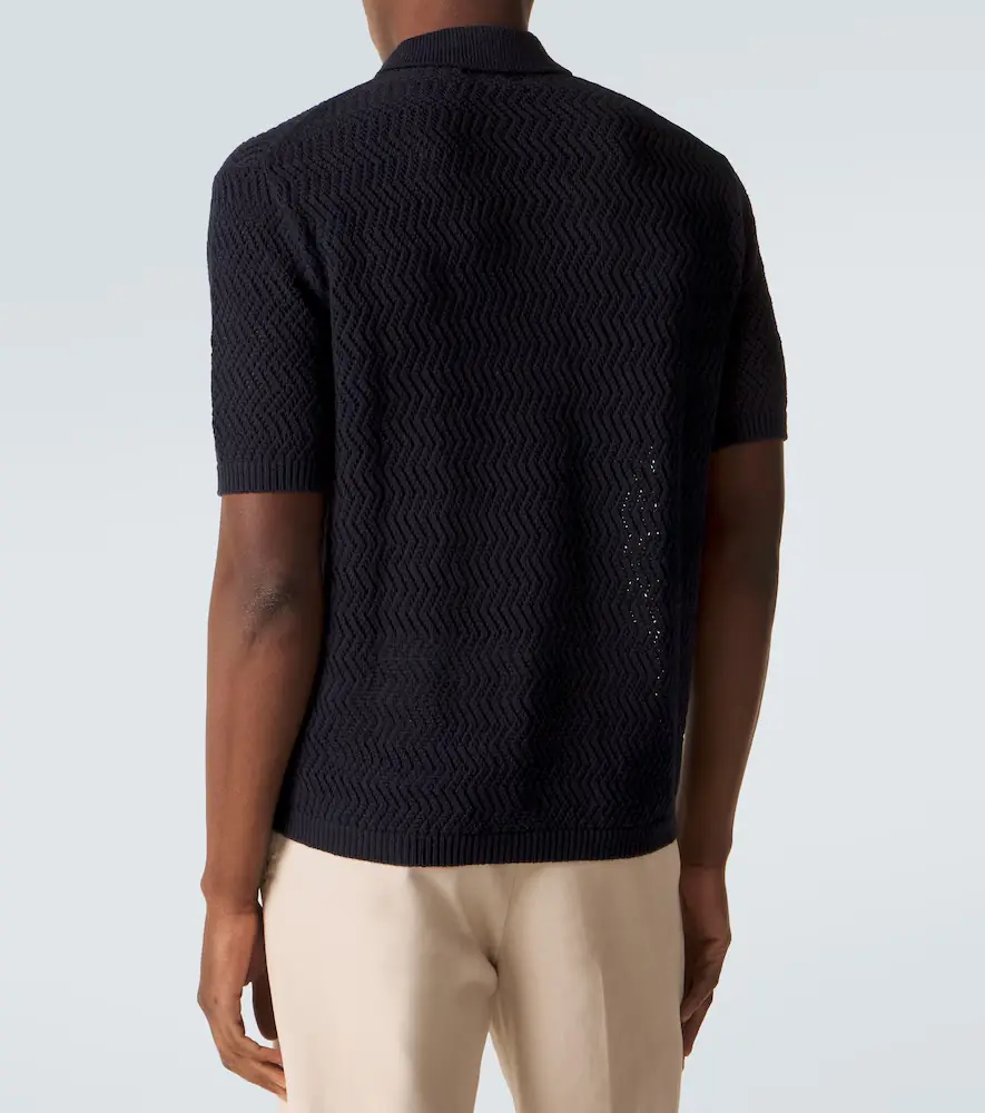Ralph Lauren Purple Label Chevron cotton polo shirt | Thumbnail 3