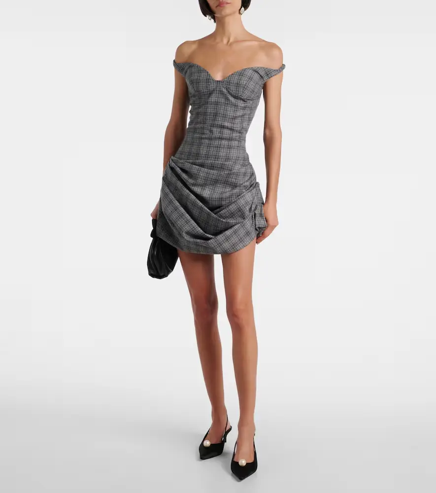 Magda Butrym Ruched off-shoulder wool-blend bustier dress | Thumbnail 2 Magda Butrym Ruched off-shoulder wool-blend bustier dress | Thumbnail 2