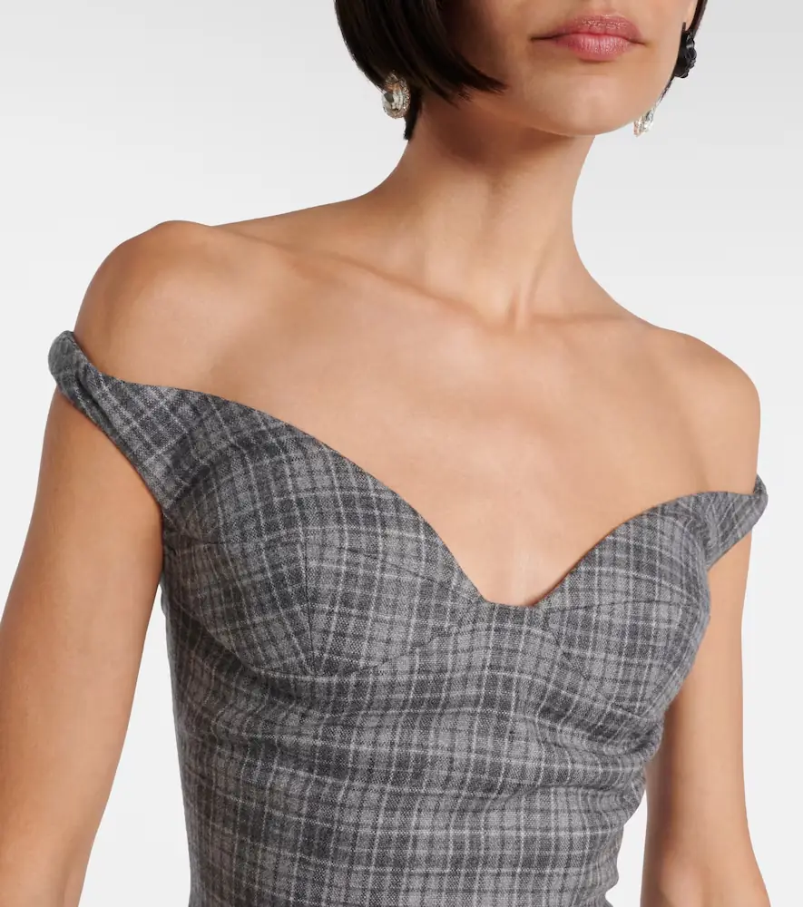 Magda Butrym Ruched off-shoulder wool-blend bustier dress | Thumbnail 3 Magda Butrym Ruched off-shoulder wool-blend bustier dress | Thumbnail 3
