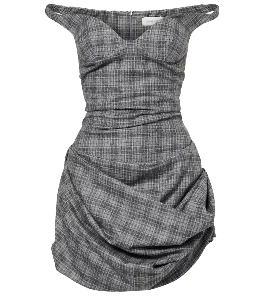 Magda Butrym Ruched off-shoulder wool-blend bustier dress