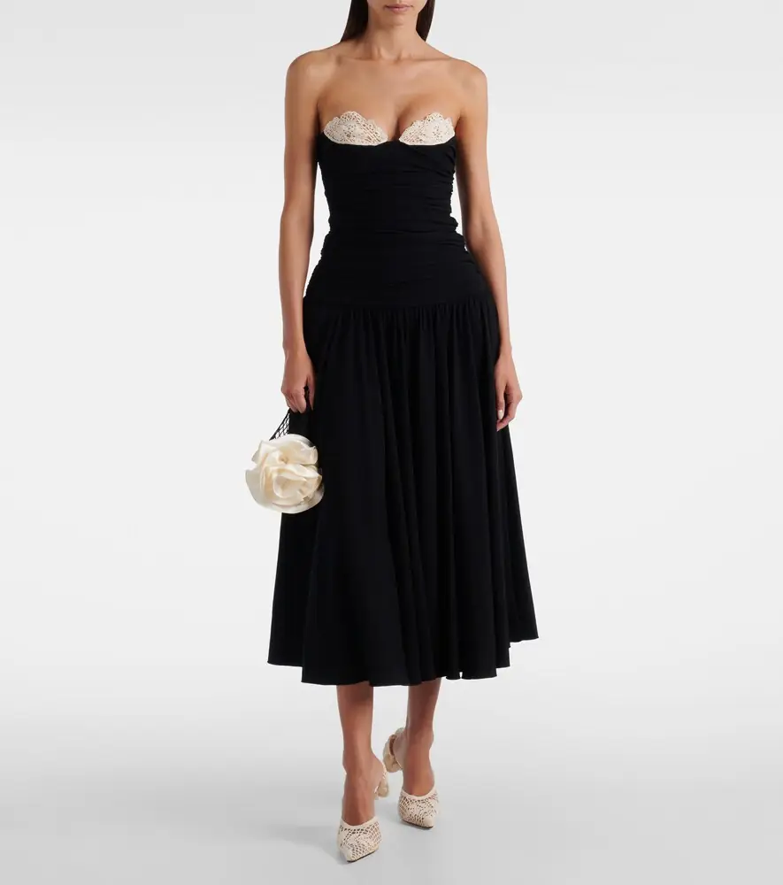 Magda Butrym Crochet-trimmed jersey cocktail dress | Thumbnail 2 Magda Butrym Crochet-trimmed jersey cocktail dress | Thumbnail 2