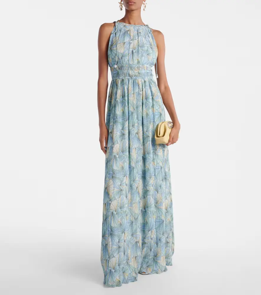 Veronica Beard Yardley floral pleated chiffon gown | Thumbnail 2