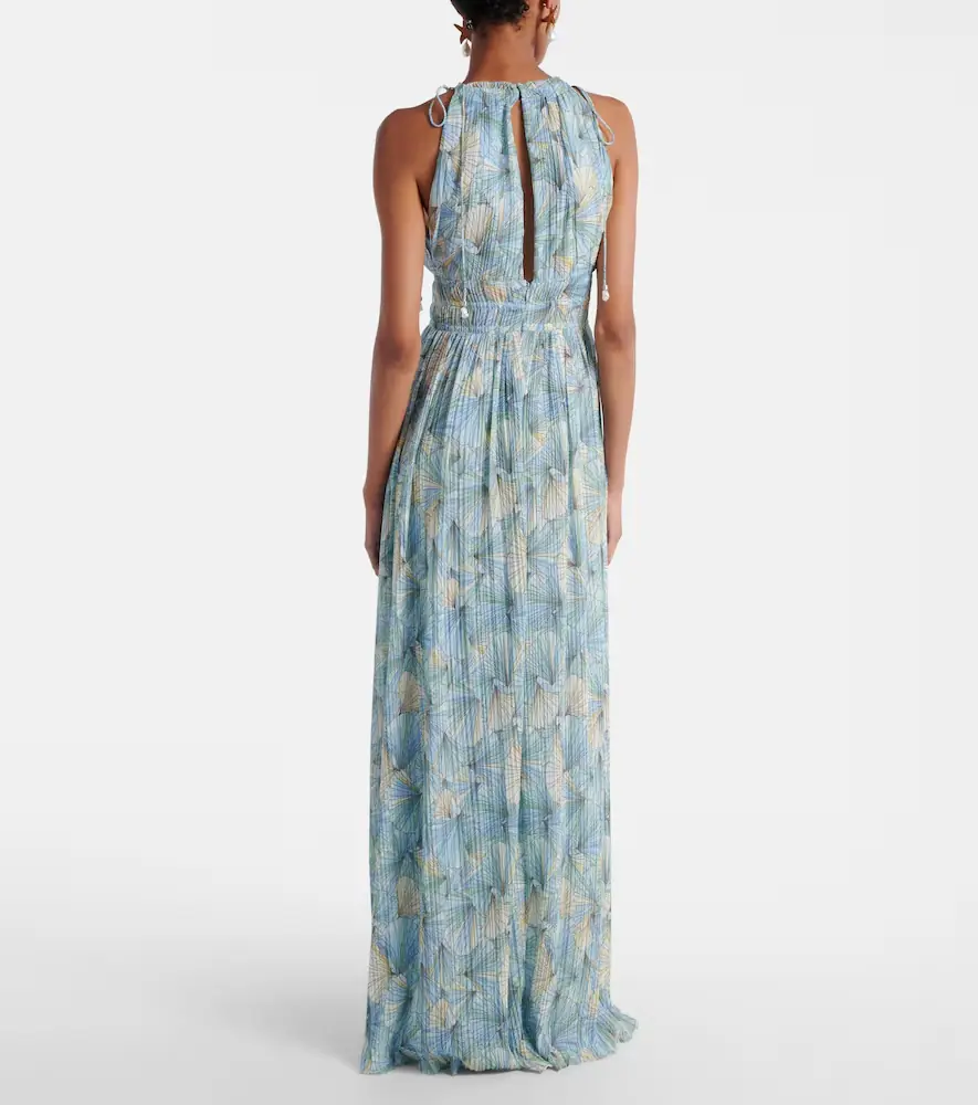 Veronica Beard Yardley floral pleated chiffon gown | Thumbnail 5