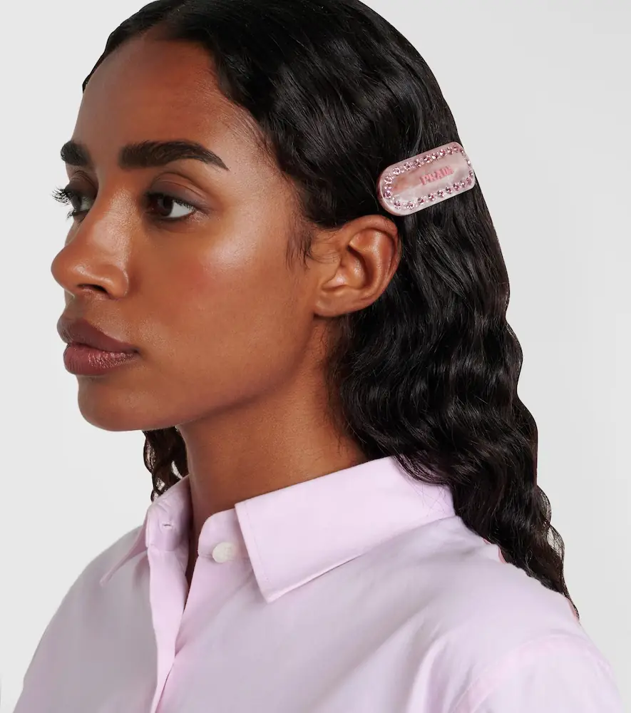 Prada Logo crystal-embellished barrette | Thumbnail 3