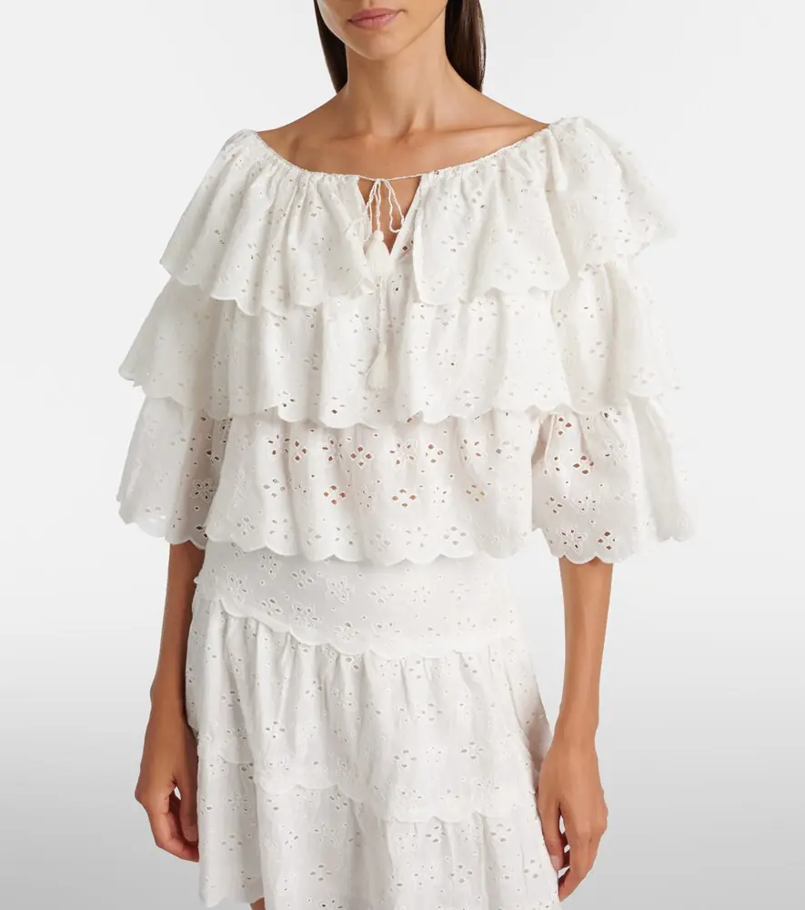 Rixo Broderie anglaise tiered cotton top | Thumbnail 4 Rixo Broderie anglaise tiered cotton top | Thumbnail 4