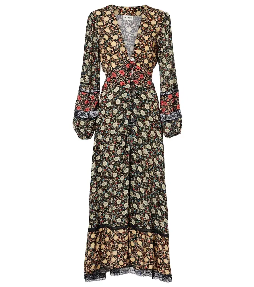 Rixo Raven printed crêpe de chine midi dress | Image 1 Rixo Raven printed crêpe de chine midi dress | Image 1