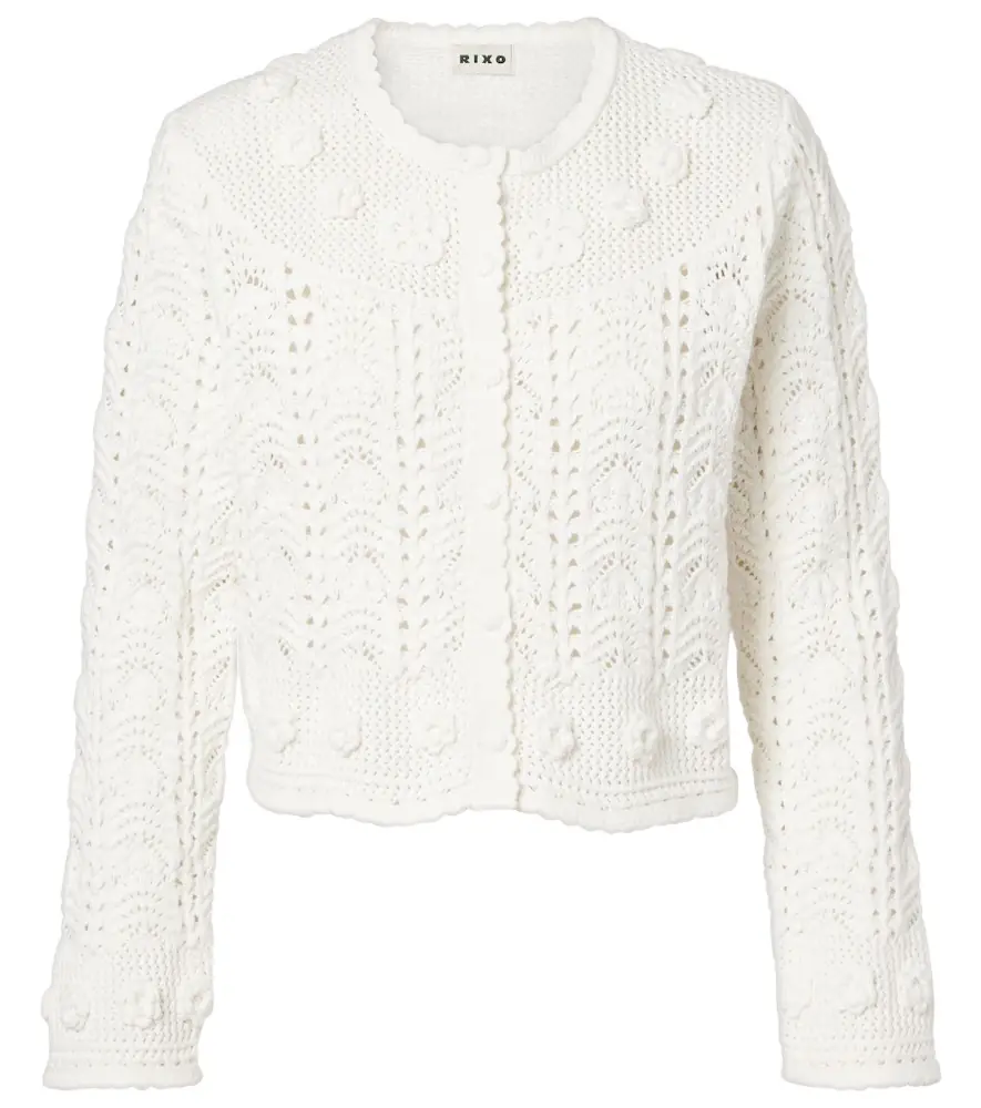 Rixo Kyra open-knit cotton cardigan | Image 1 Rixo Kyra open-knit cotton cardigan | Image 1