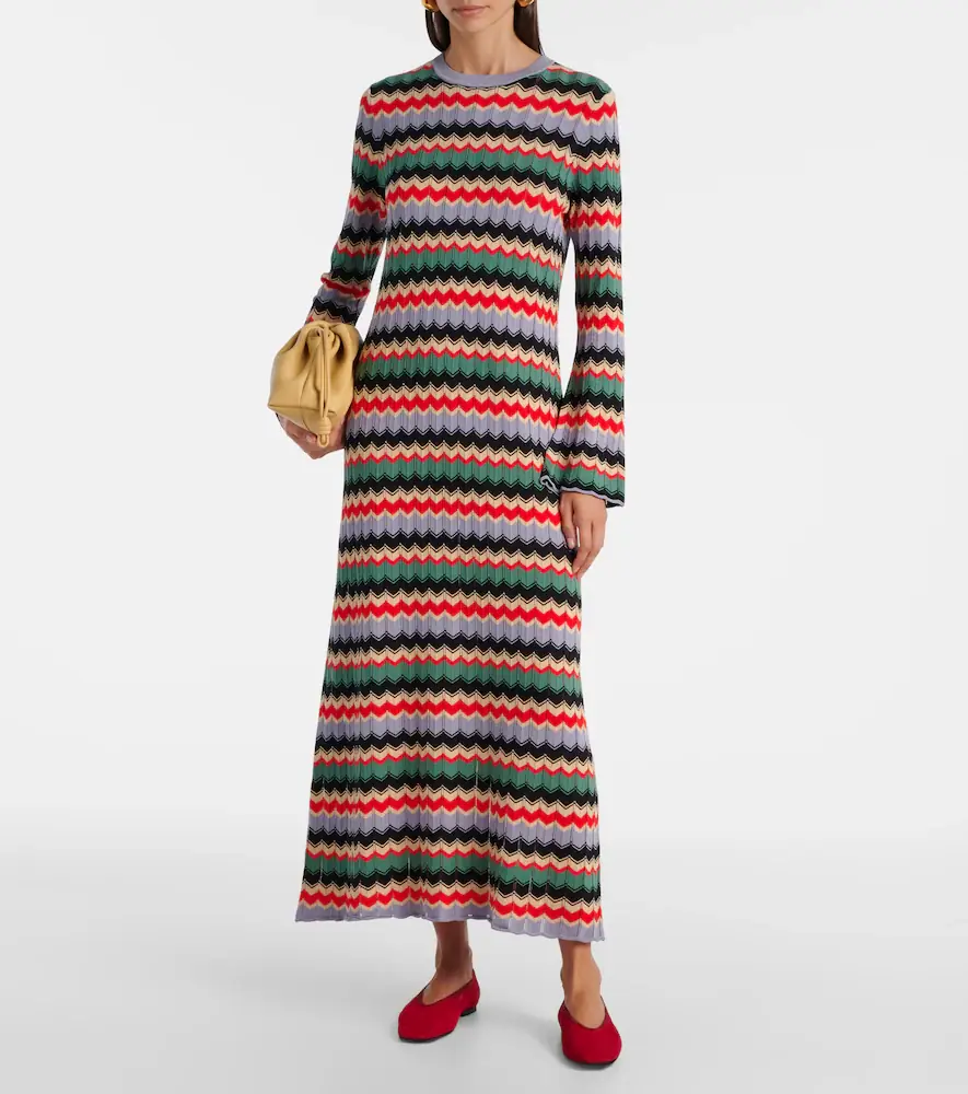 Rixo Miller chevron cotton midi dress | Thumbnail 3