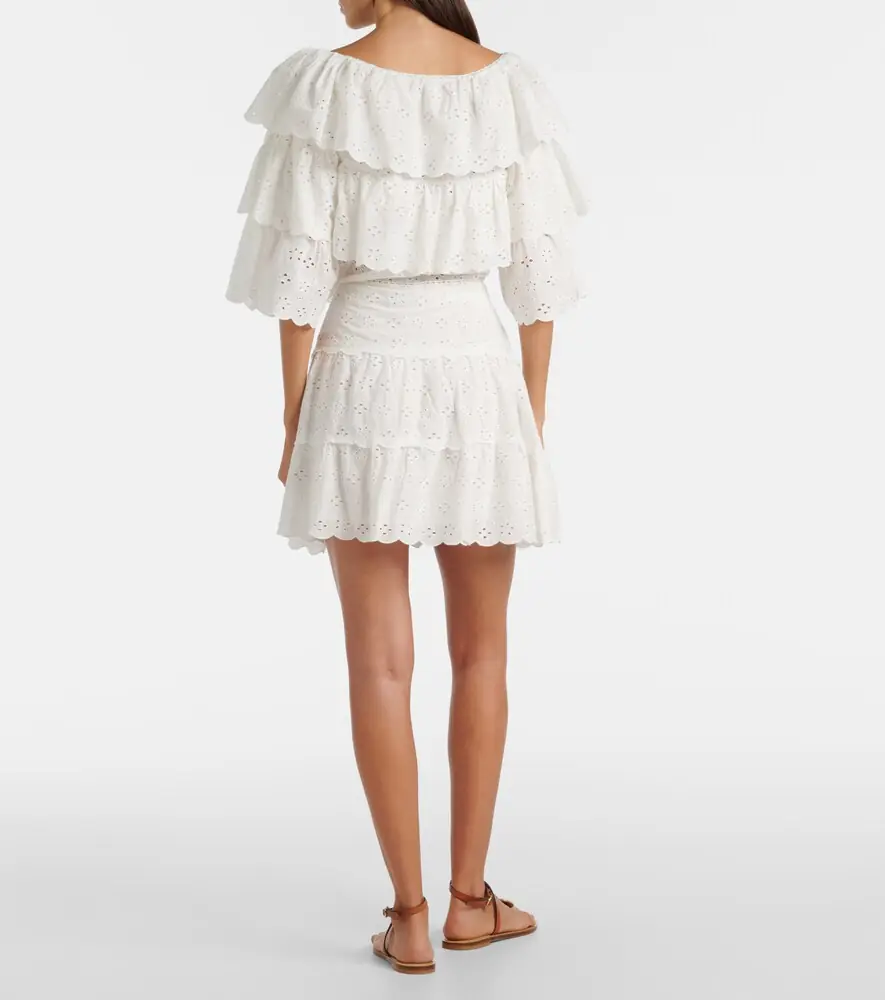 Rixo Cassandra scalloped cotton miniskirt | Thumbnail 4 Rixo Cassandra scalloped cotton miniskirt | Thumbnail 4