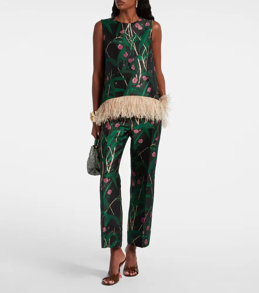 La DoubleJ La Scala feather-trimmed jacquard top | Thumbnail 2 La DoubleJ La Scala feather-trimmed jacquard top | Thumbnail 2