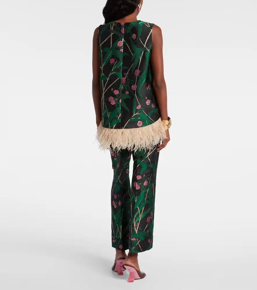 La DoubleJ La Scala feather-trimmed jacquard top | Thumbnail 3 La DoubleJ La Scala feather-trimmed jacquard top | Thumbnail 3
