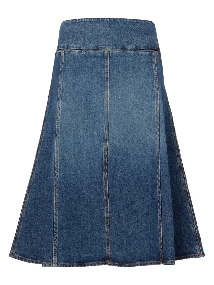 Alaïa Mid-rise denim midi skirt Alaïa Mid-rise denim midi skirt