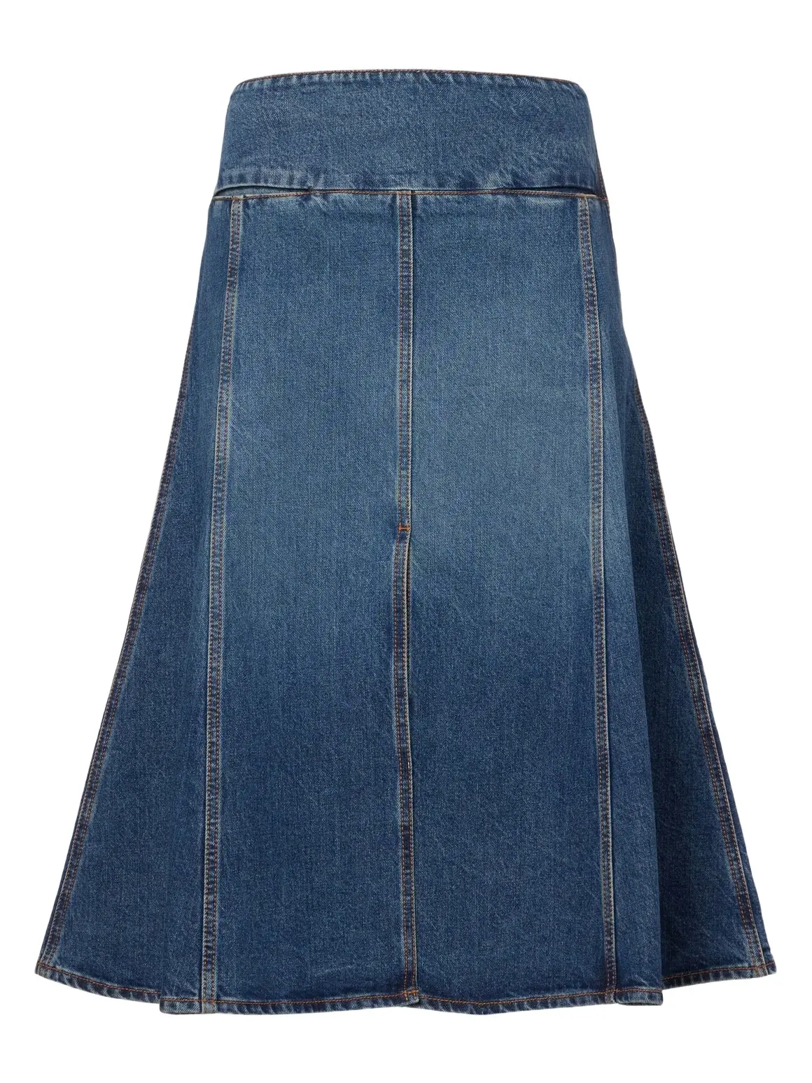 Mid-rise denim midi skirt