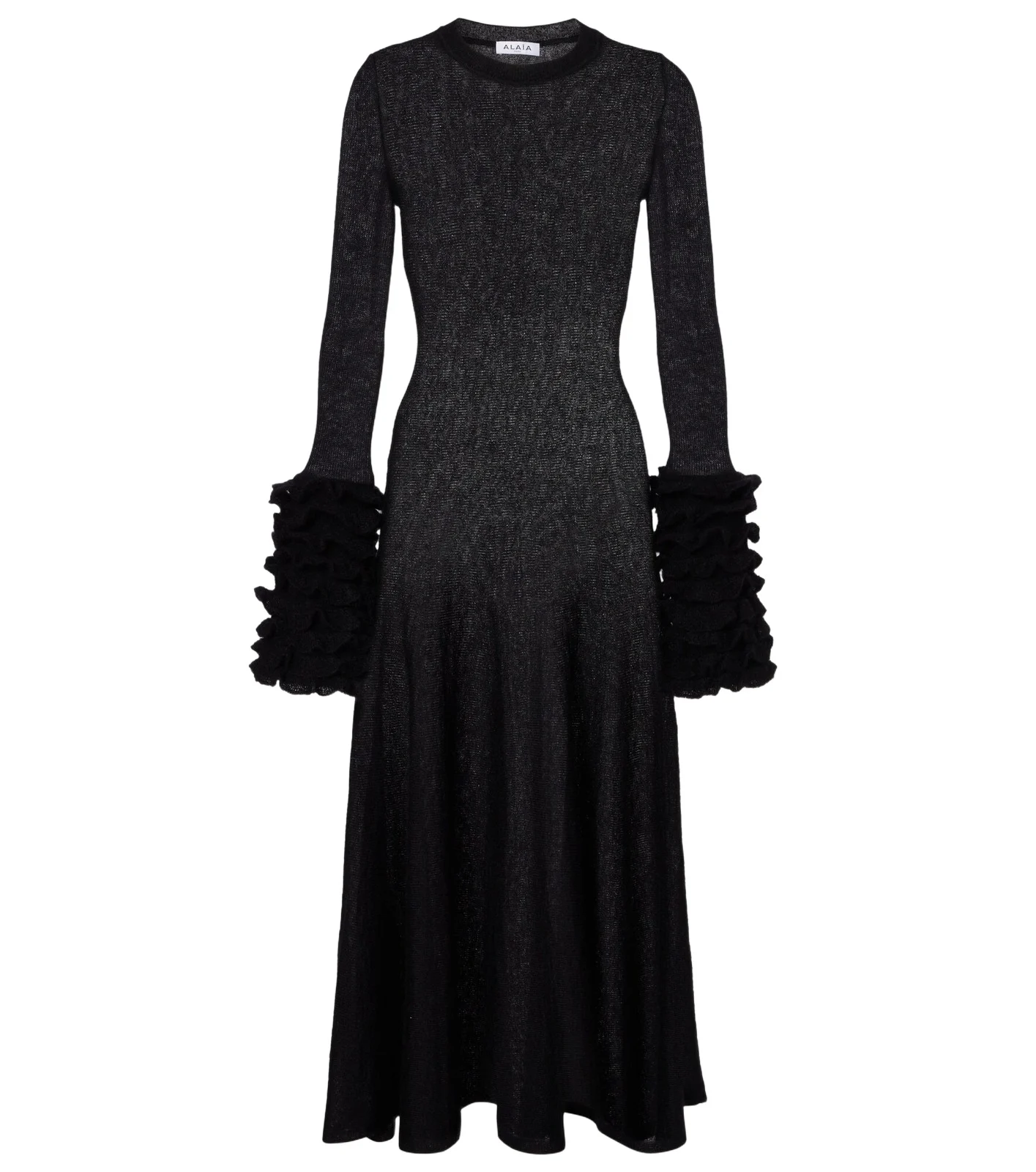 ALAÏA Ruffled mohair-blend midi dress ALAÏA Ruffled mohair-blend midi dress