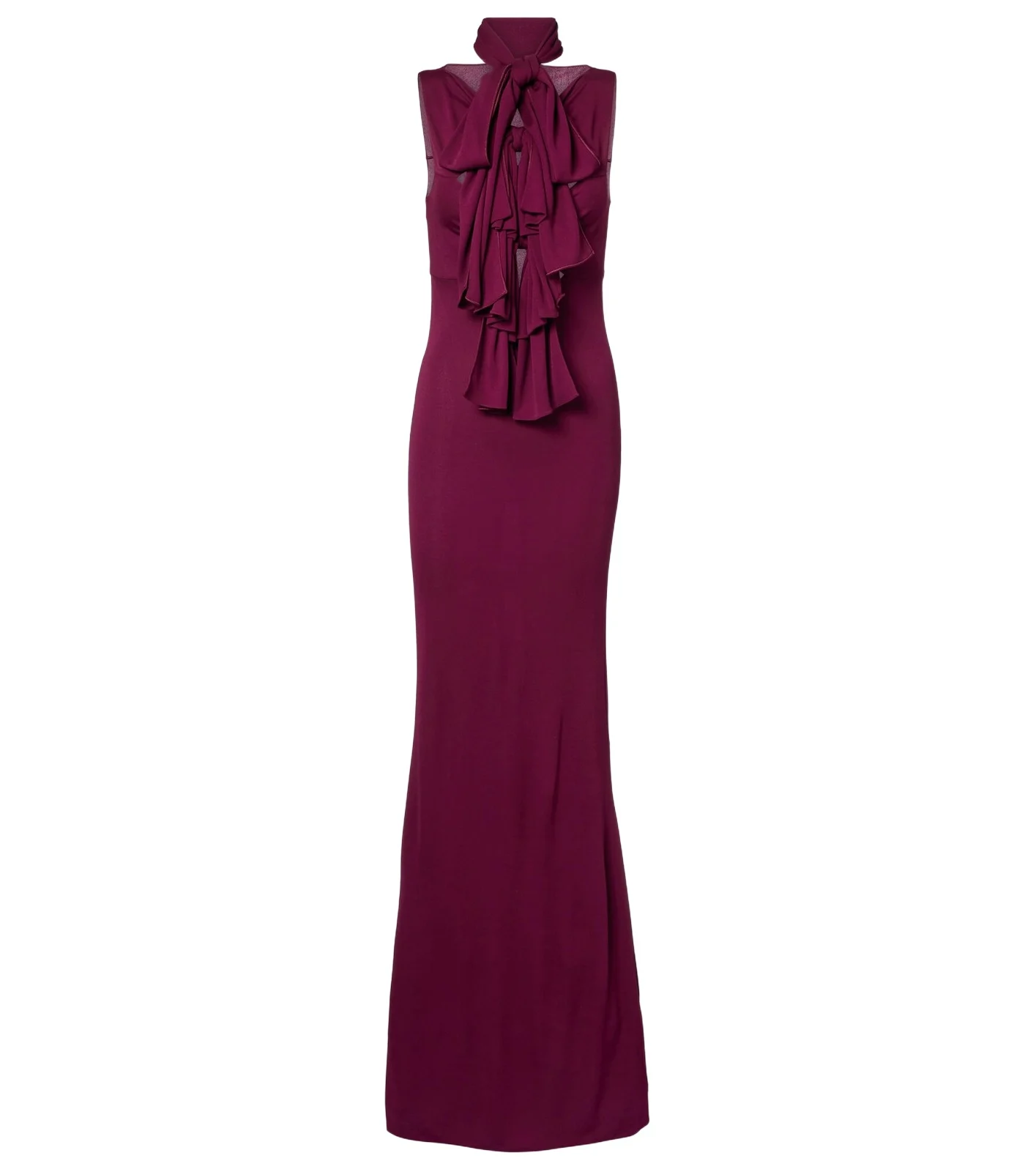 Bow-detail halterneck jersey gown