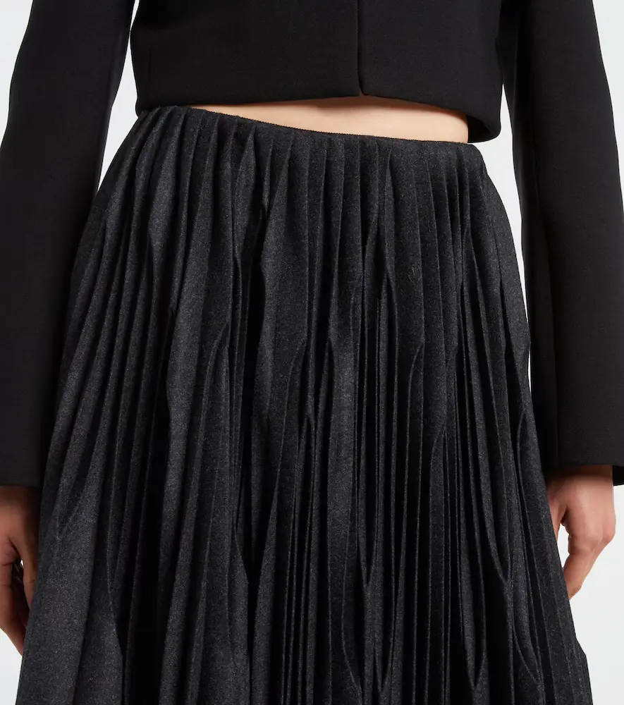 ALAÏA ALAÏA Pleated wool flannel midi skirt | Thumbnail 3 ALAÏA ALAÏA Pleated wool flannel midi skirt | Thumbnail 3