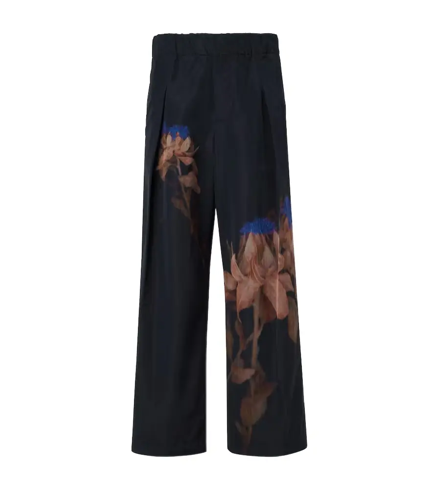 Dries Van Noten Pilan floral wool-blend taffeta wide-leg pants | Image 1 Dries Van Noten Pilan floral wool-blend taffeta wide-leg pants | Image 1