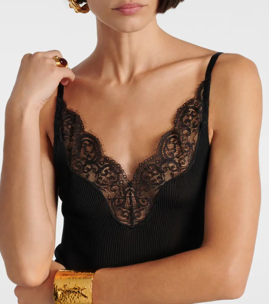 Saint Laurent Lace-trimmed silk jersey slip dress | Thumbnail 3