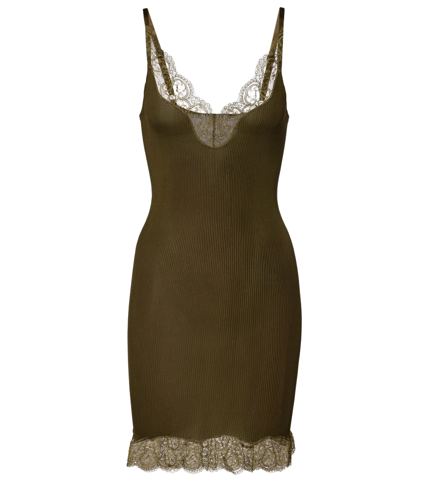 Lace-trimmed silk jersey slip dress