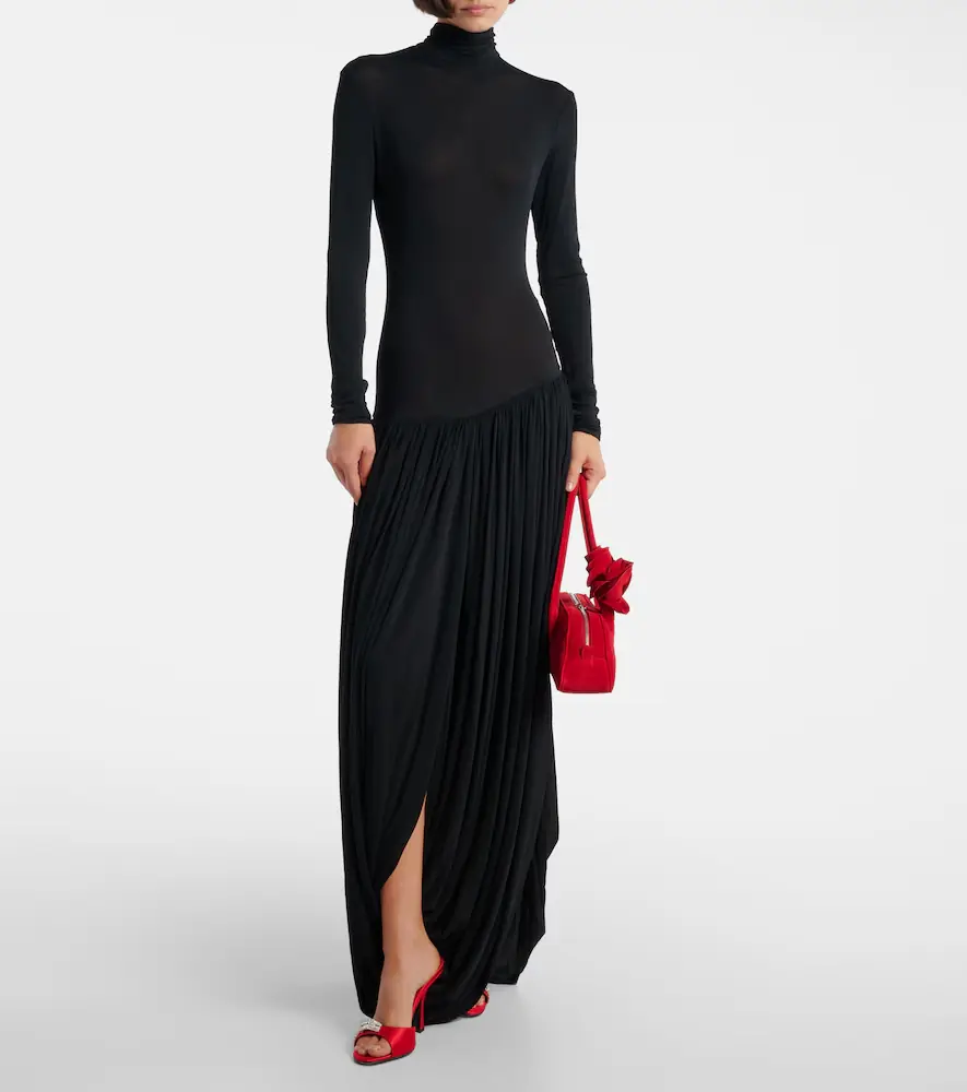 Magda Butrym Asymmetric pleated turtleneck maxi dress | Thumbnail 2 Magda Butrym Asymmetric pleated turtleneck maxi dress | Thumbnail 2