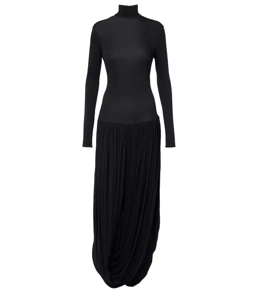 Magda Butrym Asymmetric pleated turtleneck maxi dress