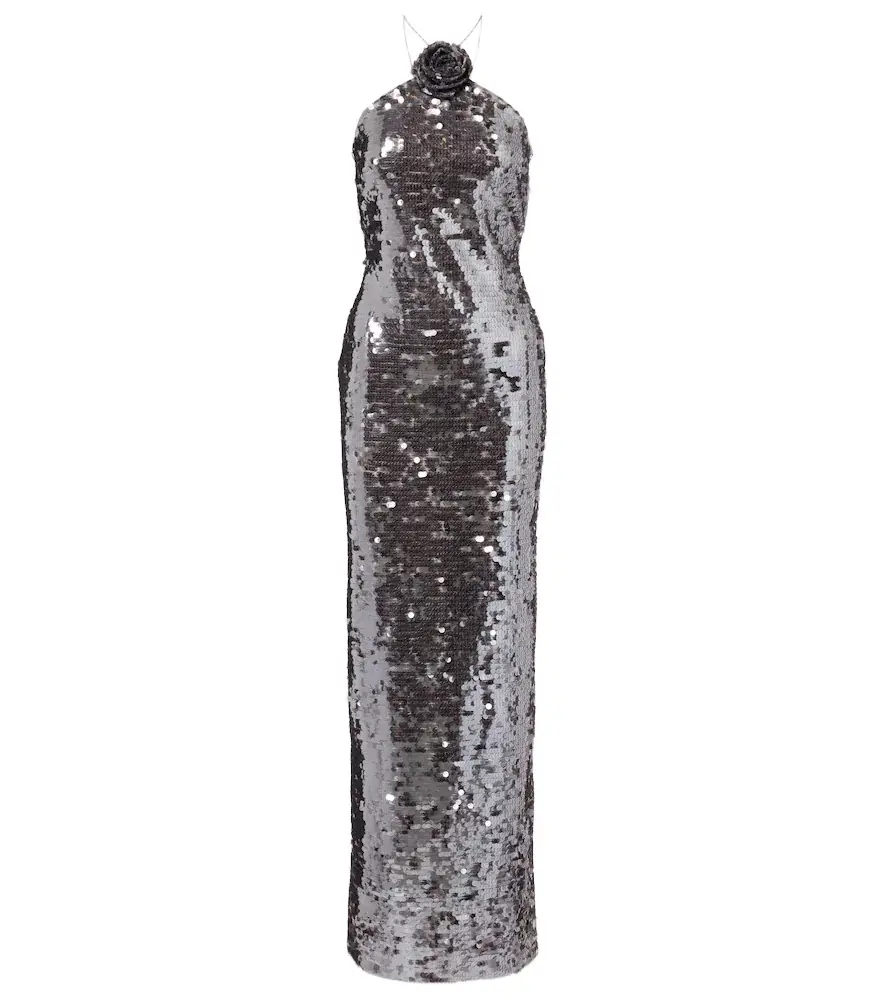 Magda Butrym Floral-appliqué sequined gown