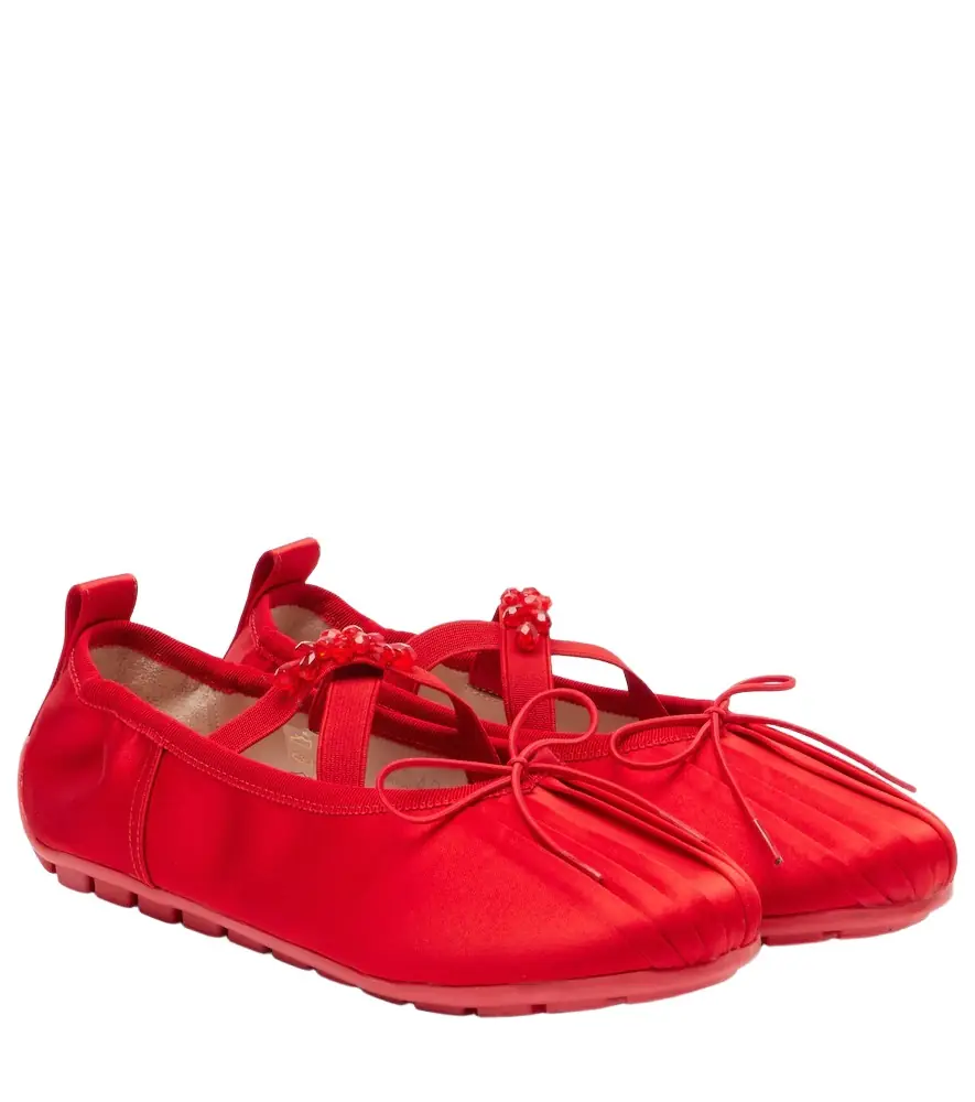 Simone Rocha Grip embellished satin ballet flats