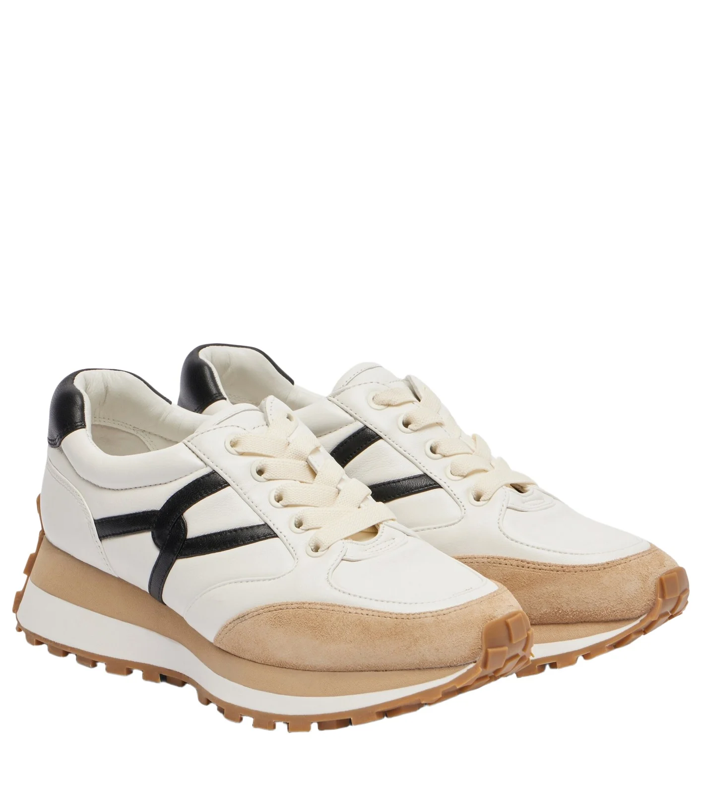 Valentina suede-trimmed leather sneakers