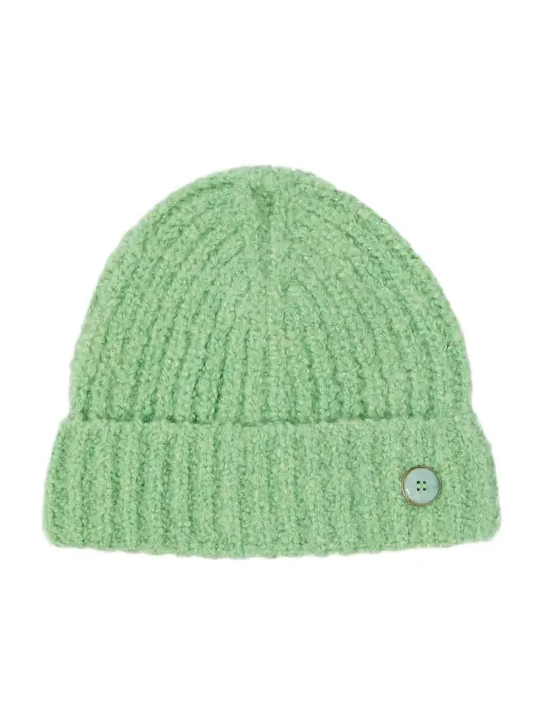 Bouclé cashmere beanie with emerald
