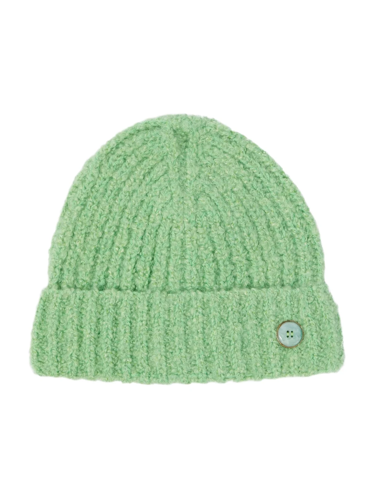 Bouclé cashmere beanie with emerald