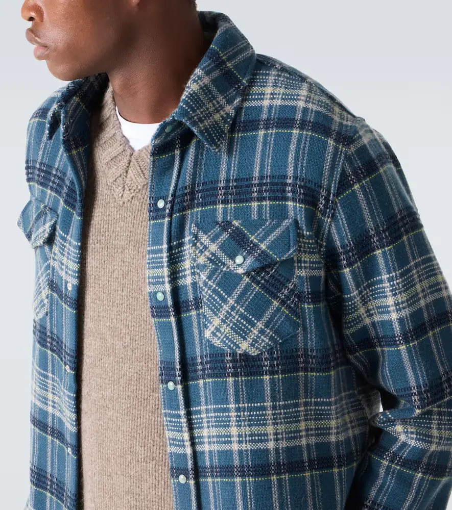God’s True Cashmere Fantasia plaid cashmere shirt with emerald | Thumbnail 3 God’s True Cashmere Fantasia plaid cashmere shirt with emerald | Thumbnail 3