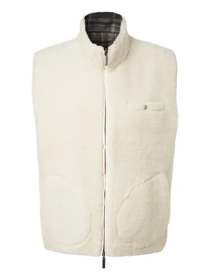 Reversible cashmere and wool vest with emerald Reversible cashmere and wool vest with emerald