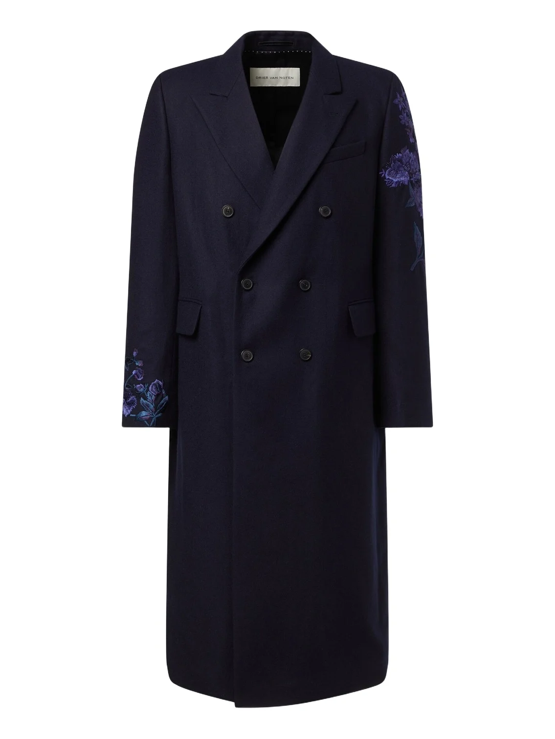 Dries Van Noten Floral double-breasted wool coat
