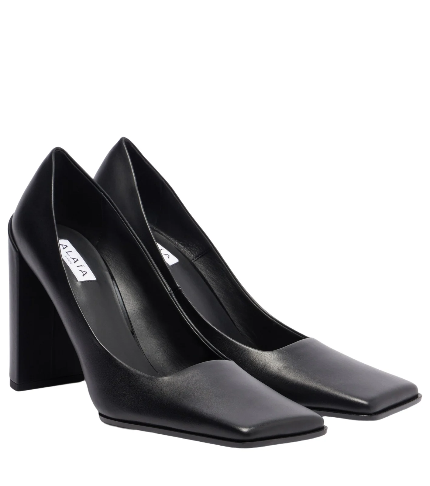 Square leather pumps