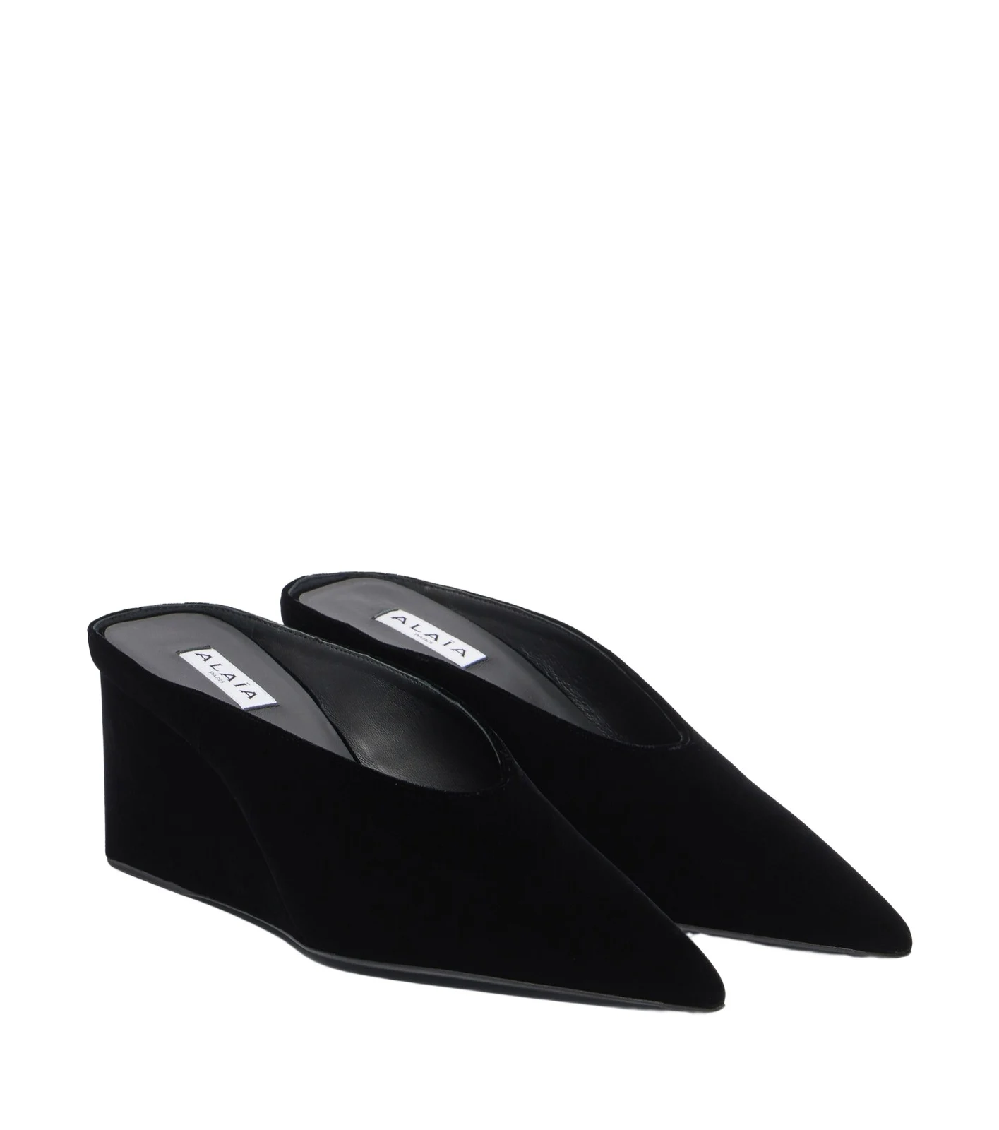Cube velvet wedge mules Cube velvet wedge mules