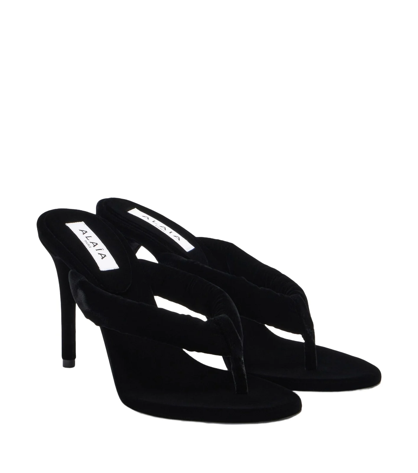 ALAÏA 90 velvet thong sandals