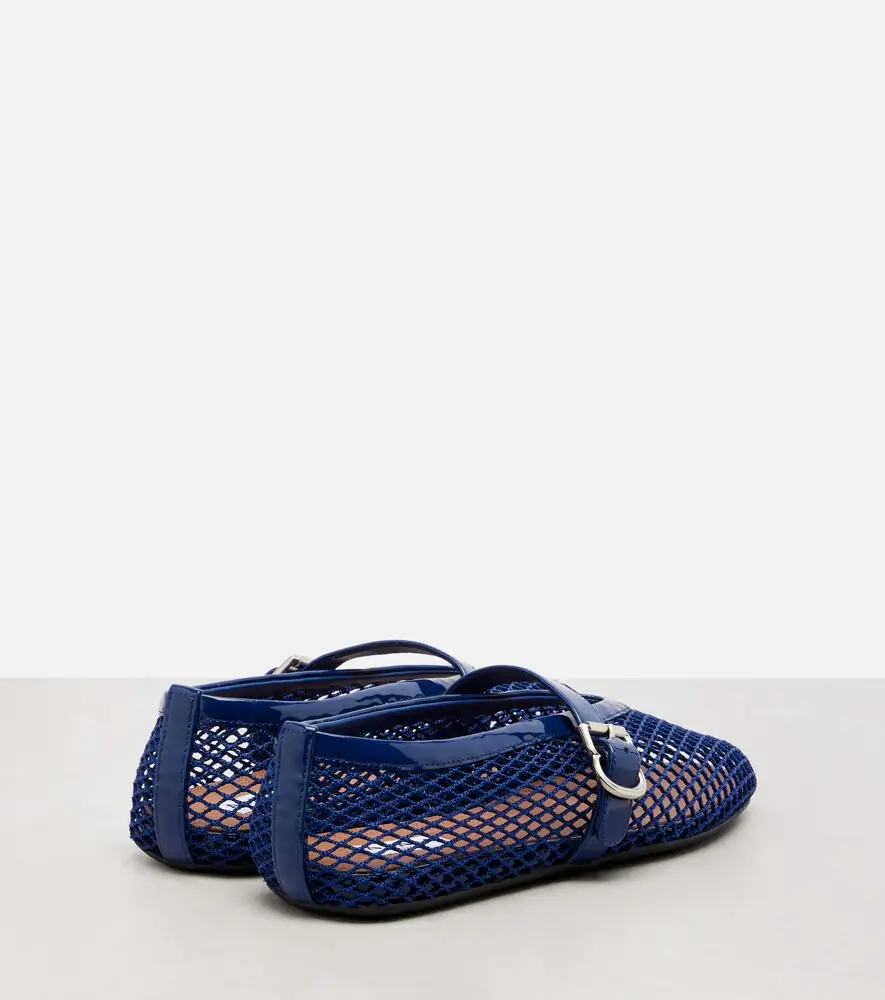 Alaïa Alaïa Leather-trimmed fishnet ballet flats | Thumbnail 2 Alaïa Alaïa Leather-trimmed fishnet ballet flats | Thumbnail 2
