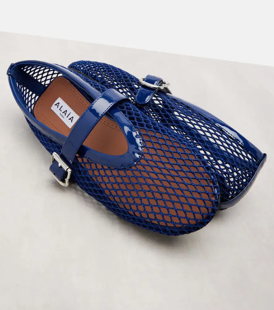 Alaïa Alaïa Leather-trimmed fishnet ballet flats | Thumbnail 3 Alaïa Alaïa Leather-trimmed fishnet ballet flats | Thumbnail 3