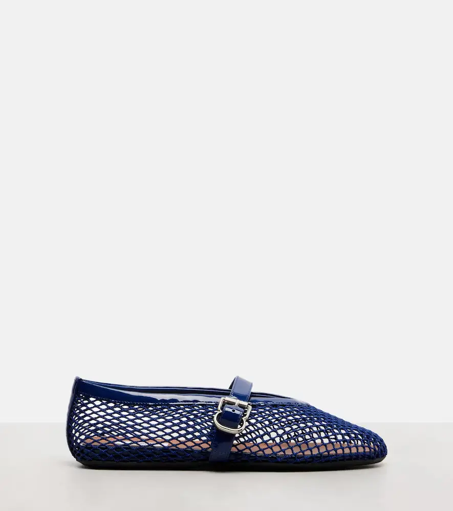 Alaïa Alaïa Leather-trimmed fishnet ballet flats | Thumbnail 4 Alaïa Alaïa Leather-trimmed fishnet ballet flats | Thumbnail 4