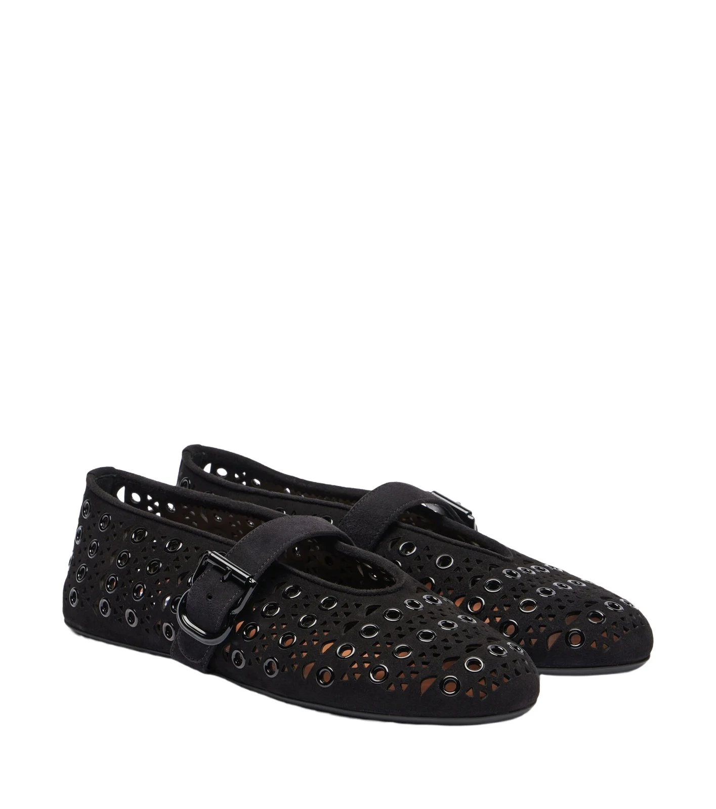 Alaïa Alaïa Vienne embellished suede ballet flats