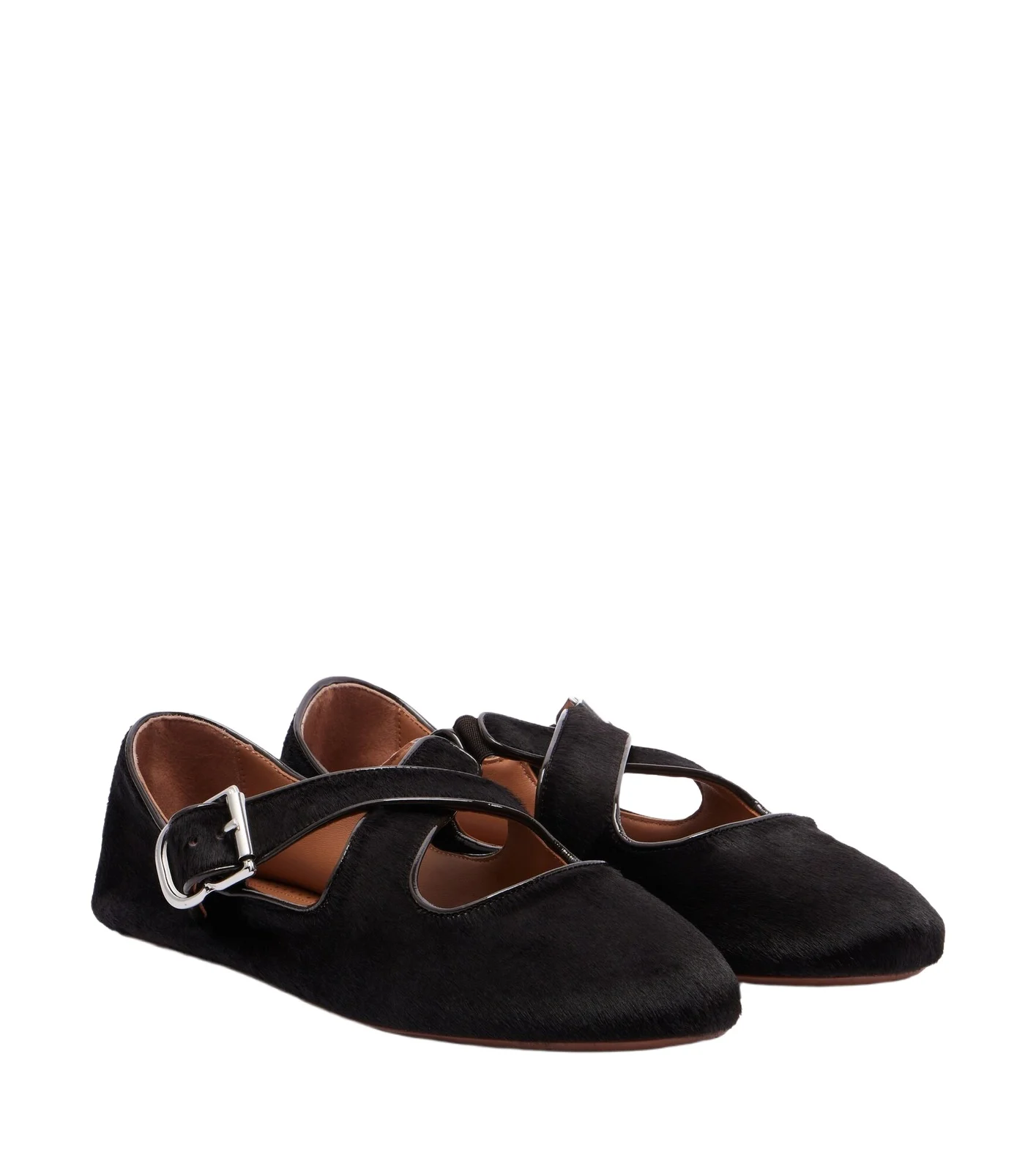 Calf hair ballet flats