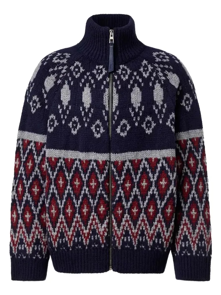 Wool jacquard zip-up sweater Wool jacquard zip-up sweater