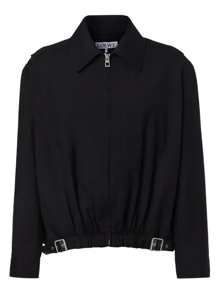 Loewe Belted leather-trimmed wool blouson