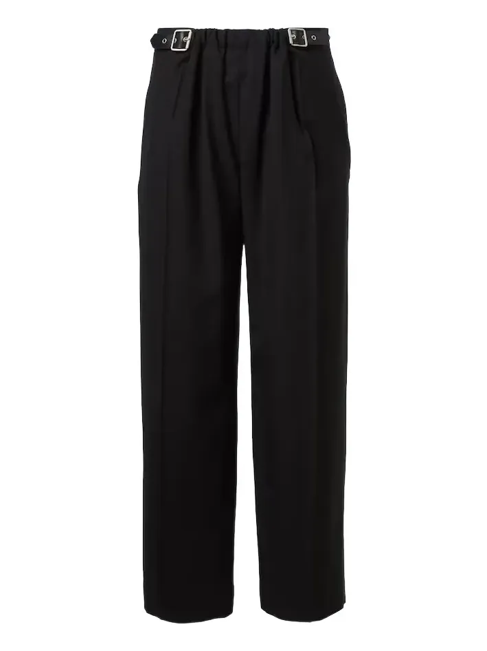 Belted wool straight pants Belted wool straight pants