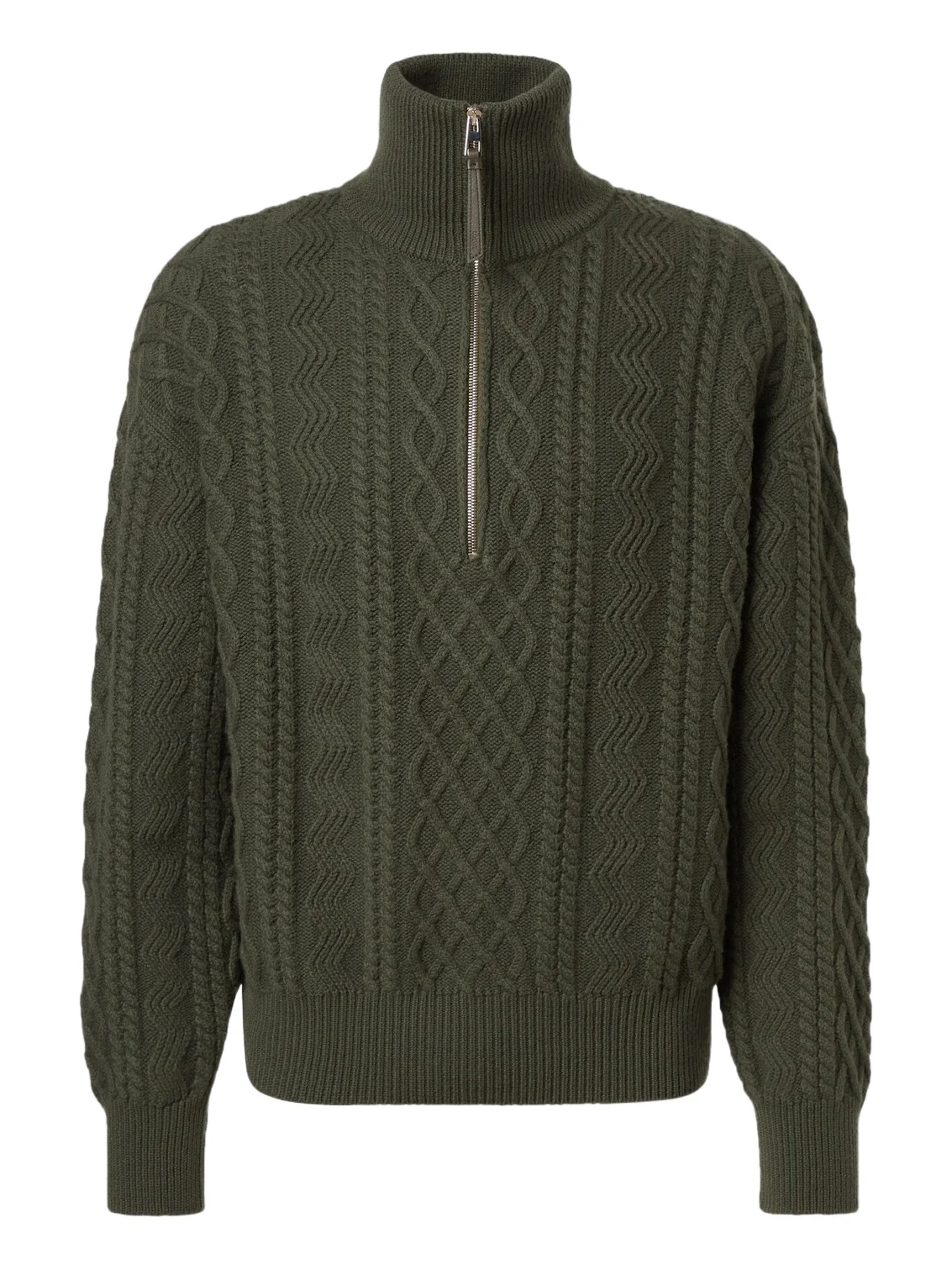 Loewe Aran-knit wool half-zip turtleneck sweater