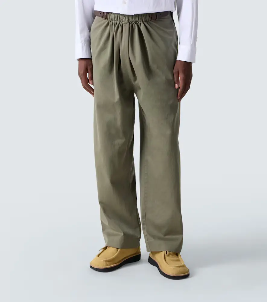 Loewe Belted cotton satin straight pants | Thumbnail 3