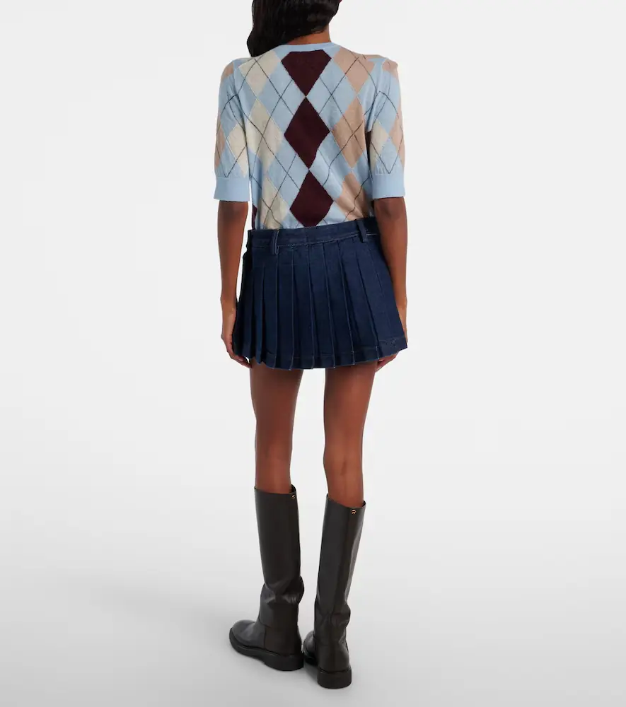 7 For All Mankind Pleated low-rise denim miniskirt | Thumbnail 2 7 For All Mankind Pleated low-rise denim miniskirt | Thumbnail 2