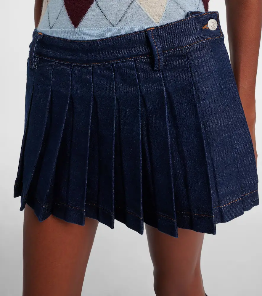 7 For All Mankind Pleated low-rise denim miniskirt | Thumbnail 3 7 For All Mankind Pleated low-rise denim miniskirt | Thumbnail 3