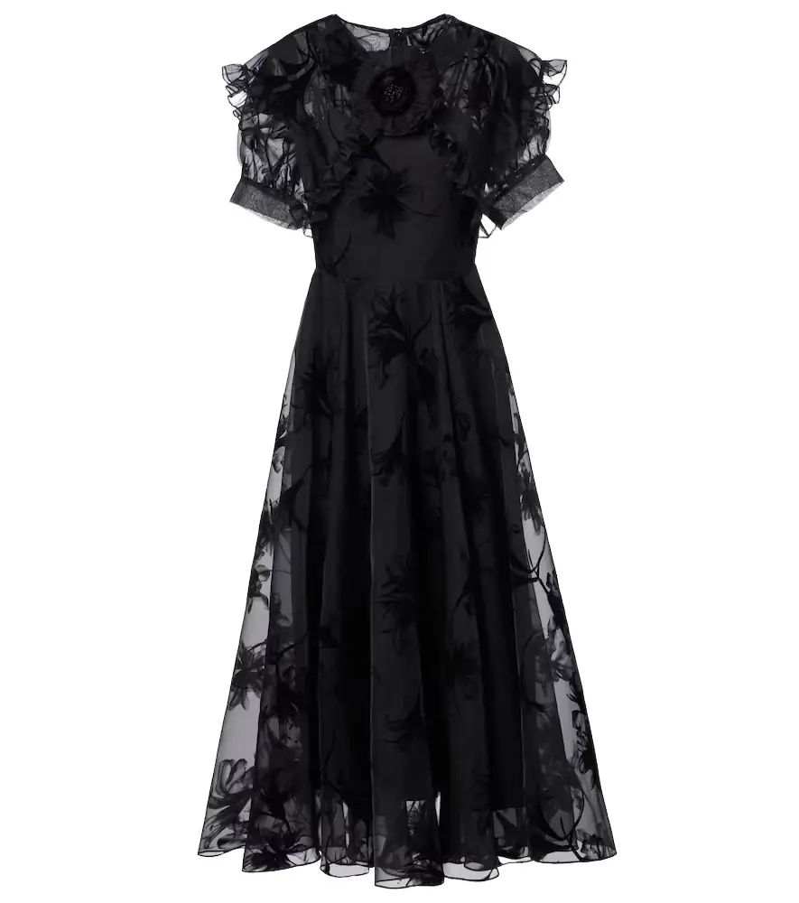 Rodarte Ruffled floral organza midi dress | Image 1 Rodarte Ruffled floral organza midi dress | Image 1
